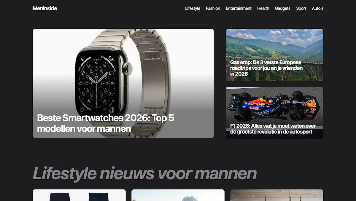 Screenshot van de website van Meninside